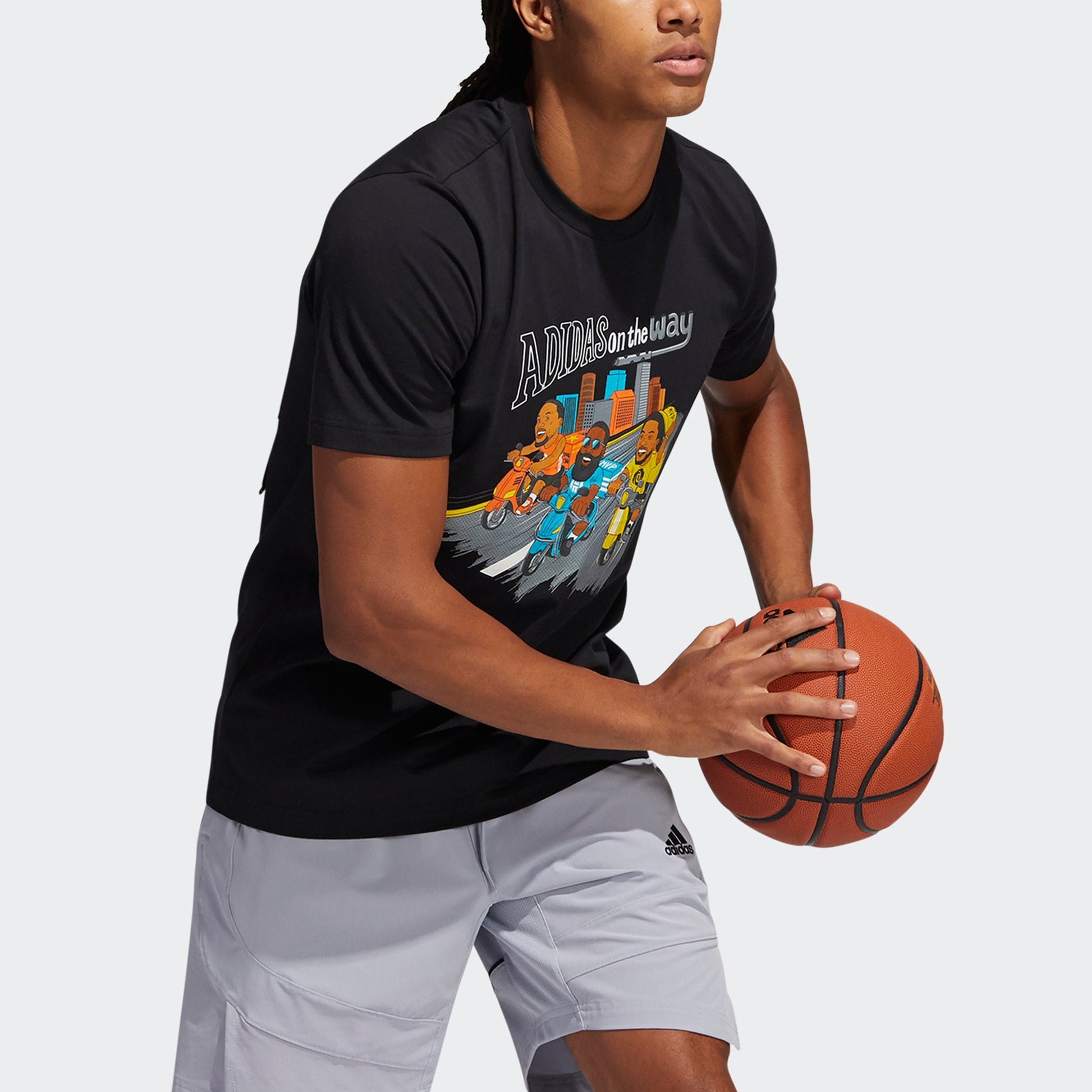 adidas CHINA S1 Tee Basketball Cartoon Printing Sports Round Neck Short Sleeve Black HB6167