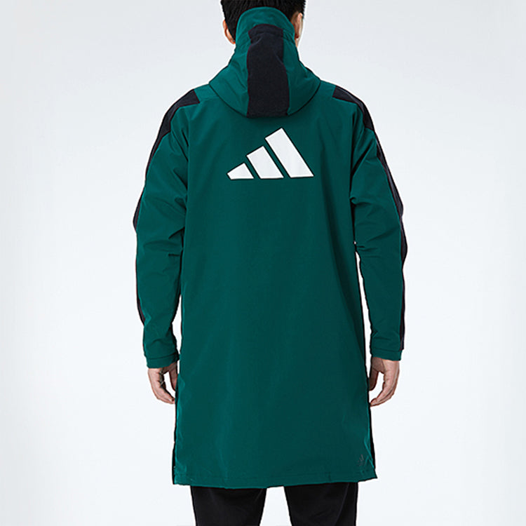 adidas Casual Sports Windproof Fleece Lined Stay Warm hooded Windbreaker Jacket Green GM4451