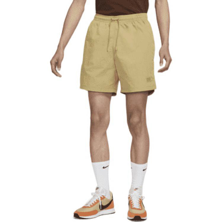 Men's Nike NAI-KE Cha Nai-Ke Cha Series Solid Color Breathable Lacing Straight Shorts Apricot Brown DV6194-297