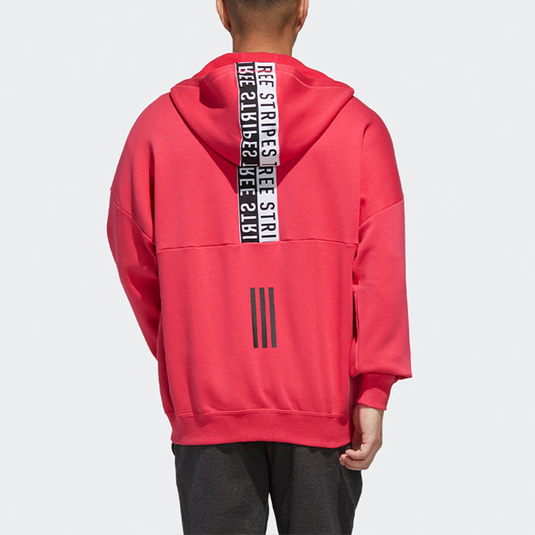 adidas M Mhs Wrd Fzswt Back Printing Fleece Stay Warm Sports Hooded Jacket Pink GE0382