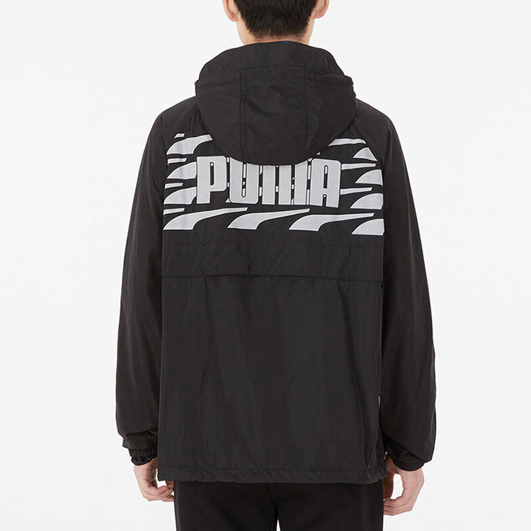 PUMA Logo Pattern Printing Loose Hooded Jacket Couple Style Black 537015-01