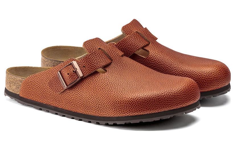 Birkenstock Boston Horween Embossed Natural Horween Leather 'Ginger Brown' 1022371