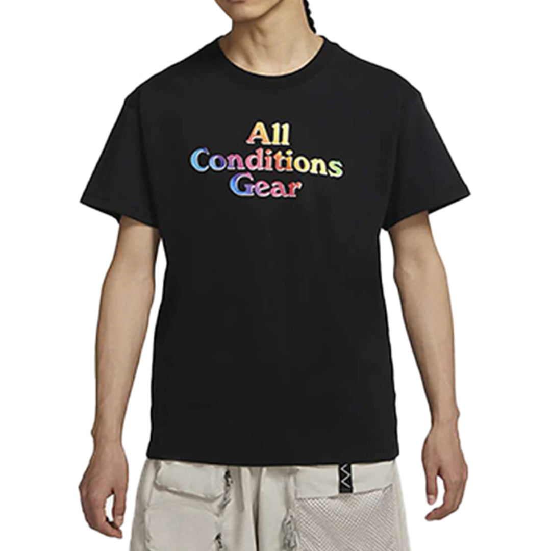 Nike ACG Gradient Multi-Color Alphabet Printing Short Sleeve Black CV7548-010