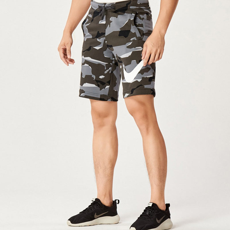 Nike Large Logo Printing Drawstring Shorts Gray Camouflage AQ0603-065