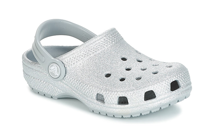 (GS) Crocs Classic Glitter Clogs 'Silver' 205441-040