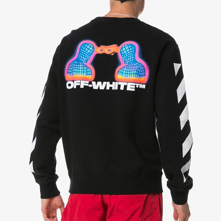 Off-White Mens Thermo Striped Logo Slim-fit Sweatshirt OMBA025E19E300061088