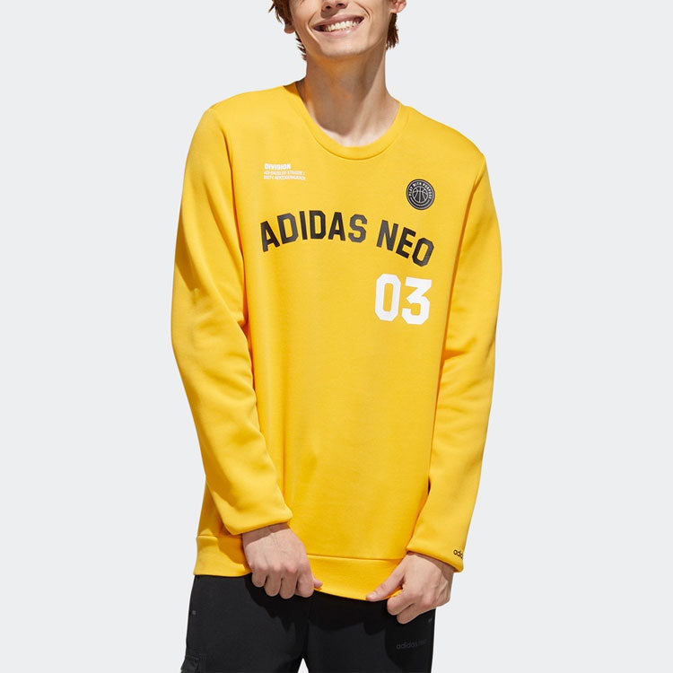 adidas neo M Cs Vrsty Sw Logo Printing Knit Sports Round Neck Pullover Yellow GJ8949