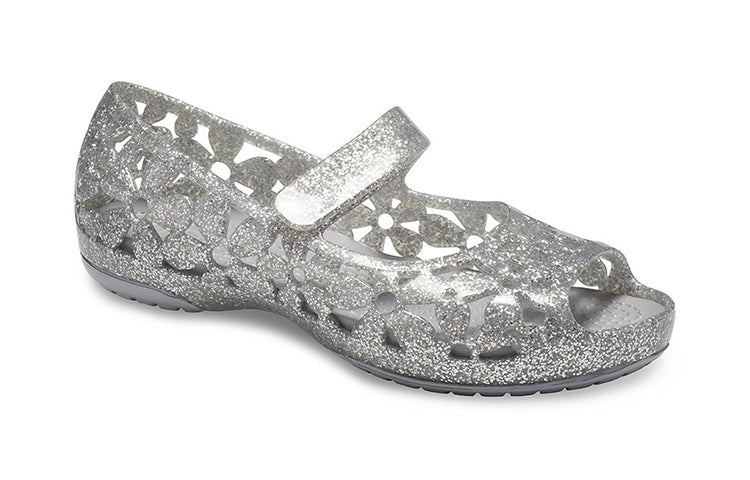 (PS) Crocs Isabella Flower Flat 'Silver' 205461-040