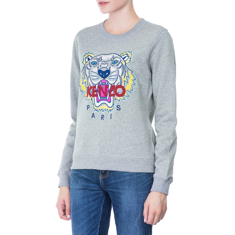 (WMNS) KENZO SS21 Classic Tiger Head Printing Long Sleeves Hoodie Gray F862SW7054XA-95