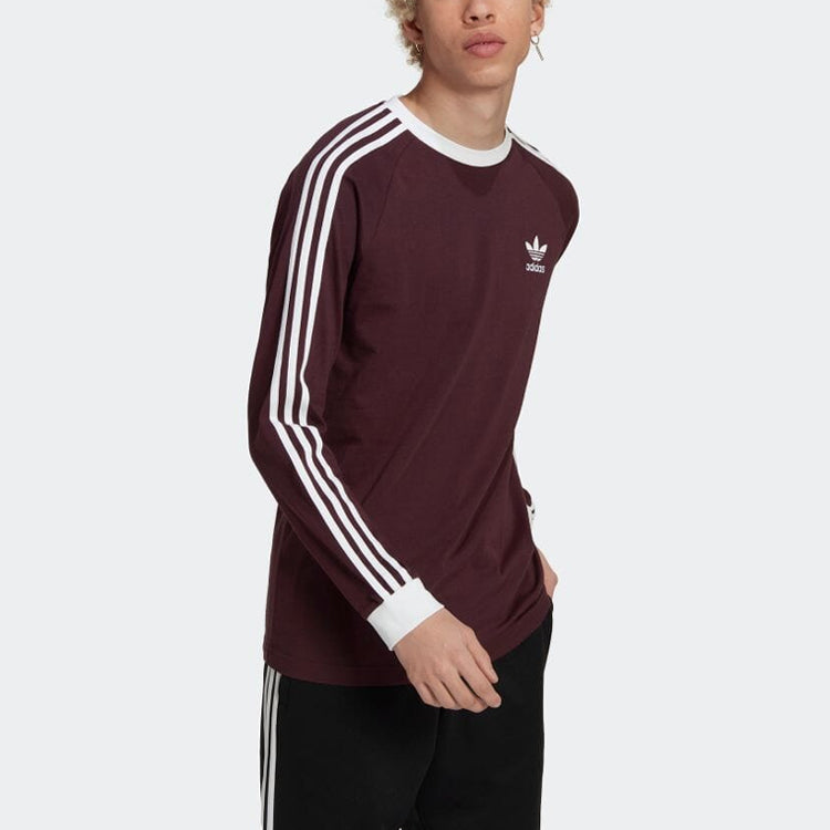 adidas Solid Color Round Neck Long Sleeves Brown T-Shirt HK7288
