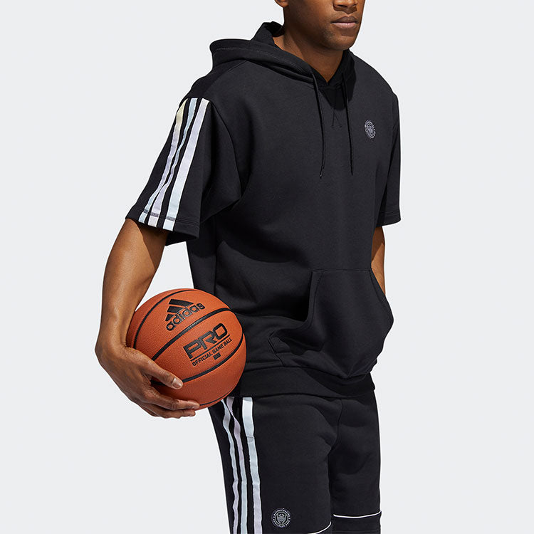 adidas Dm Ss Hoodle Casual Breathable Basketball hooded Sports Short Sleeve Black HB6757