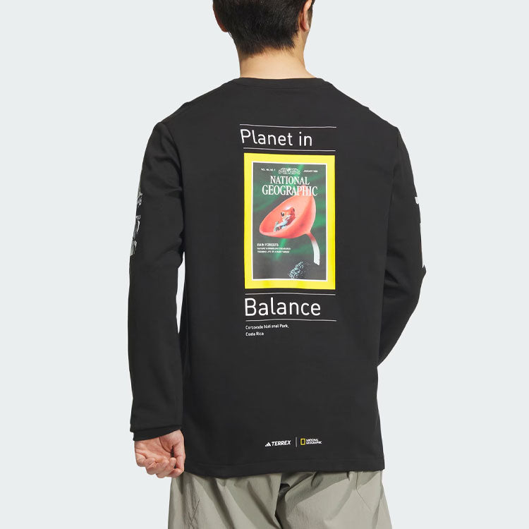 adidas National Geographic Aeroready Graphic Long Sleeve Tee Asia Sizing 'Black' IS9510