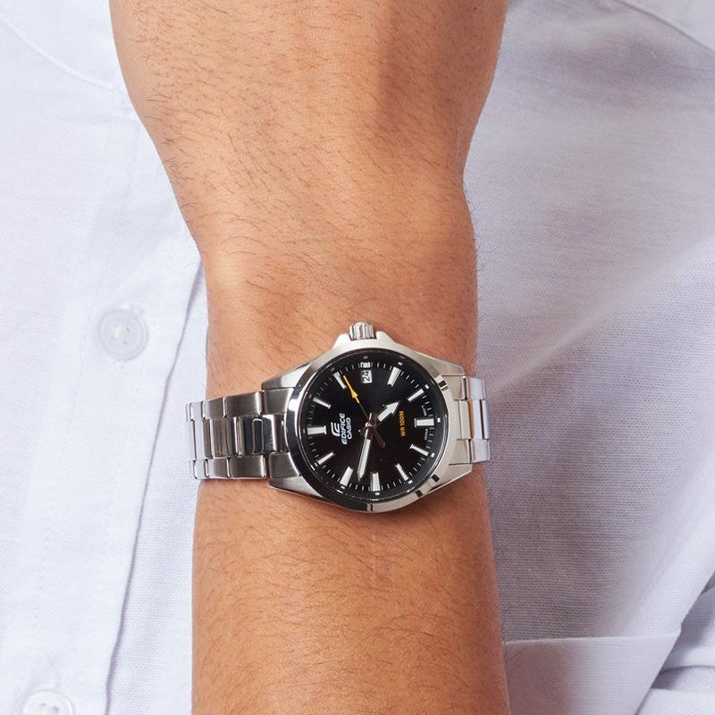 CASIO EDIFICE Stainless Steel Strap Mens SilverBlack Analog EFV-100D-1AVUEF
