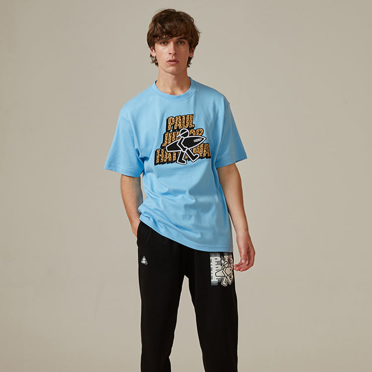 PJ's Vigor Leopard print Alphabet Pattern Short Sleeve Unisex Blue 20SSTS1019-P