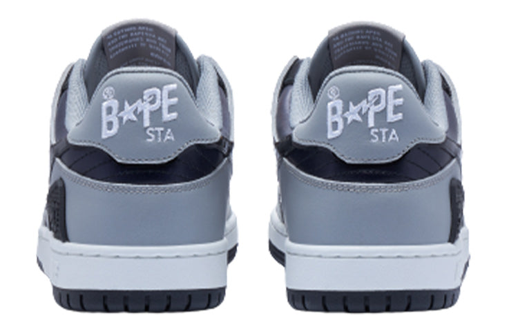 (WMNS) A BATHING APE Sk8 Leather Low 'Black White' 1I70-291-020-BLCKWHITE