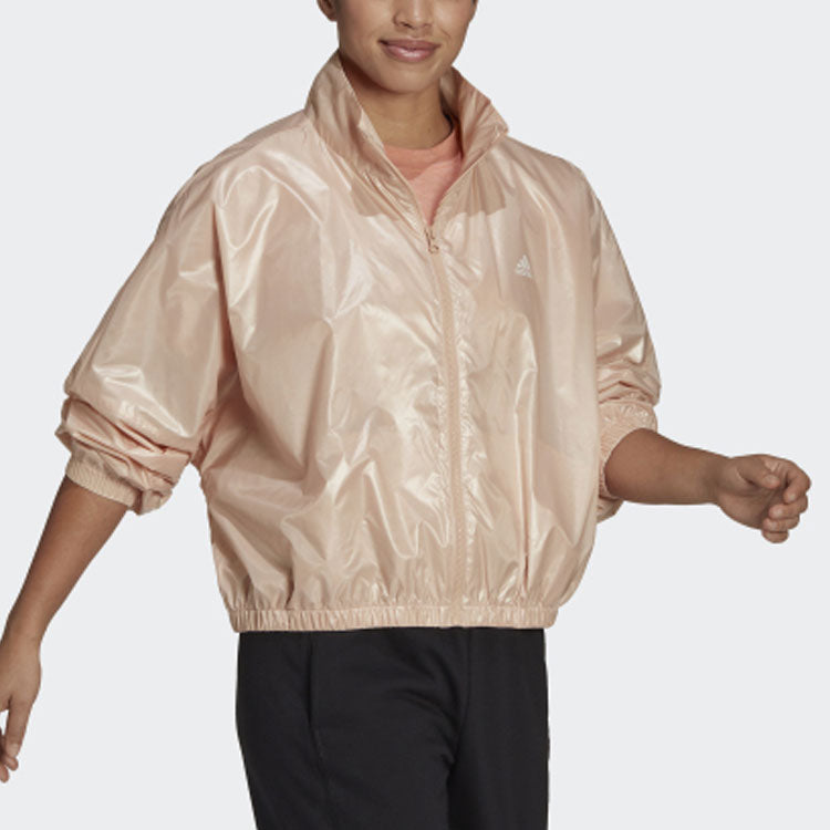 (WMNS) adidas Wvn Jacket W Logo Printing Bright Sports Stand Collar Yellow HI1198