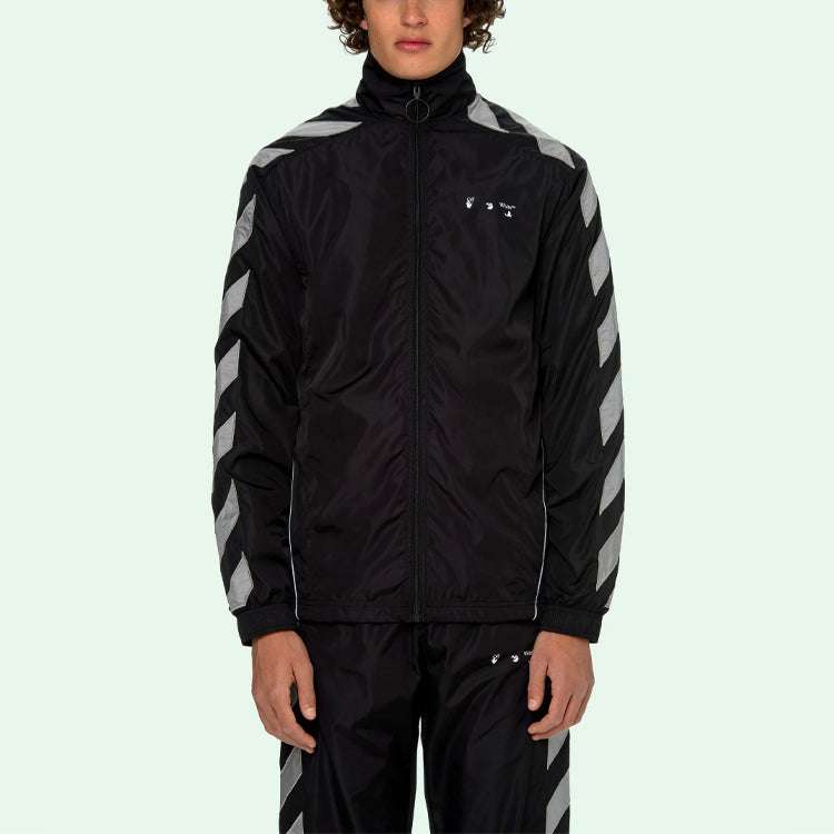 Off-White SS21 Side Sleeve Stripe Training Jacket Black OMBD022R21FAB0011006