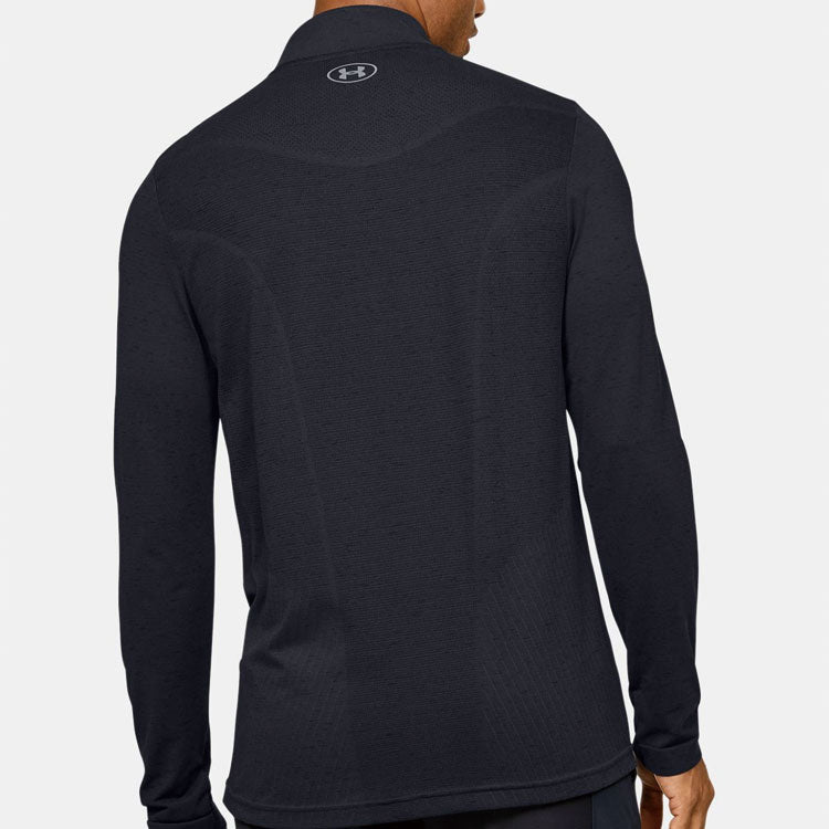 Men's Under Armour Seamless 1/2 Zipper Sports Long Sleeves T-shirt Black 1351452-001
