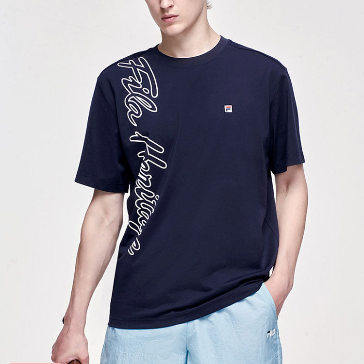 FILA Alphabet Printing Knit Short Sleeve Blue A51M123104F-NV