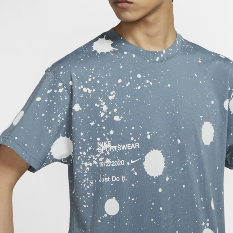 Nike Sportswear Printing Short Sleeve 'Splash Grey Blue' CW0381-031