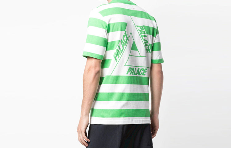 Men's PALACE White Green Stripe Round Neck Short Sleeve 'Green White' P17ES014T