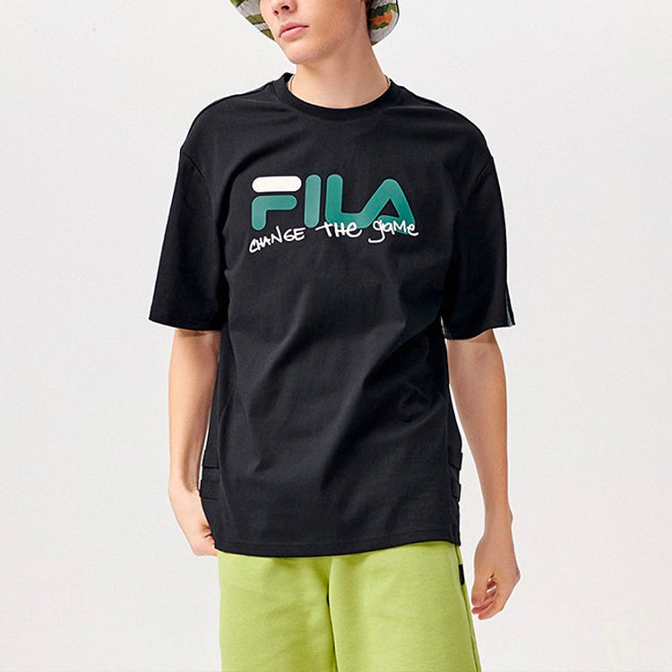 FILA FUSION Casual Sports Round Neck Loose Short Sleeve Black T11M123102F-BK