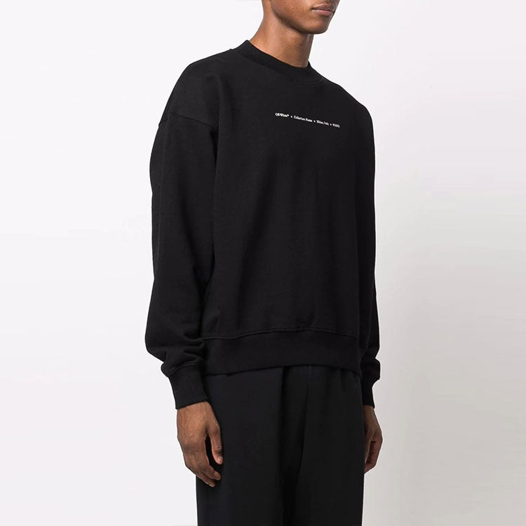 Men's Off-White FW21 Tornado Arrow Logo Printing Pullover Round Neck Loose Fit Black OMBA054F21FLE0081084