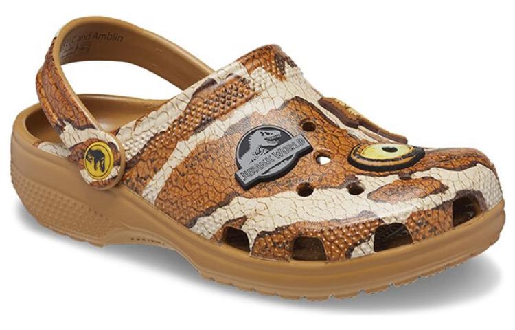 (GS) Crocs Jurassic World Classic Clogs 'Brown White' 208860-202
