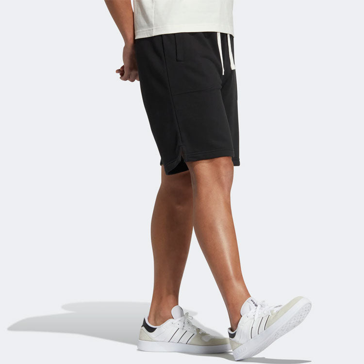 adidas neo Solid Color Lacing Casual Straight Shorts Unisex Black HS6819