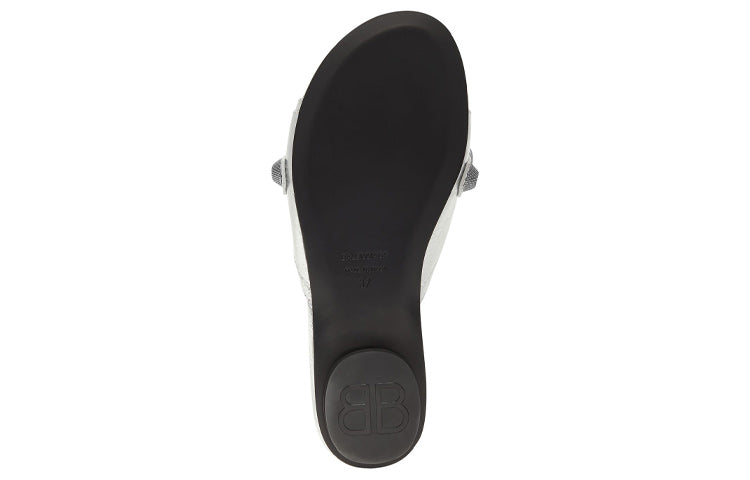 (WMNS) Balenciaga Cagole Metallic Slides 'Silver Black' 694342WBDK38018