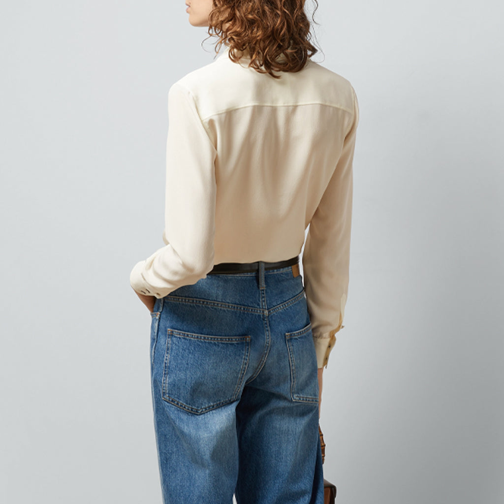 (WMNS) Gucci Silk Crpe De Chine Shirt 'Ivory' 761896-ZAPJ7-9154