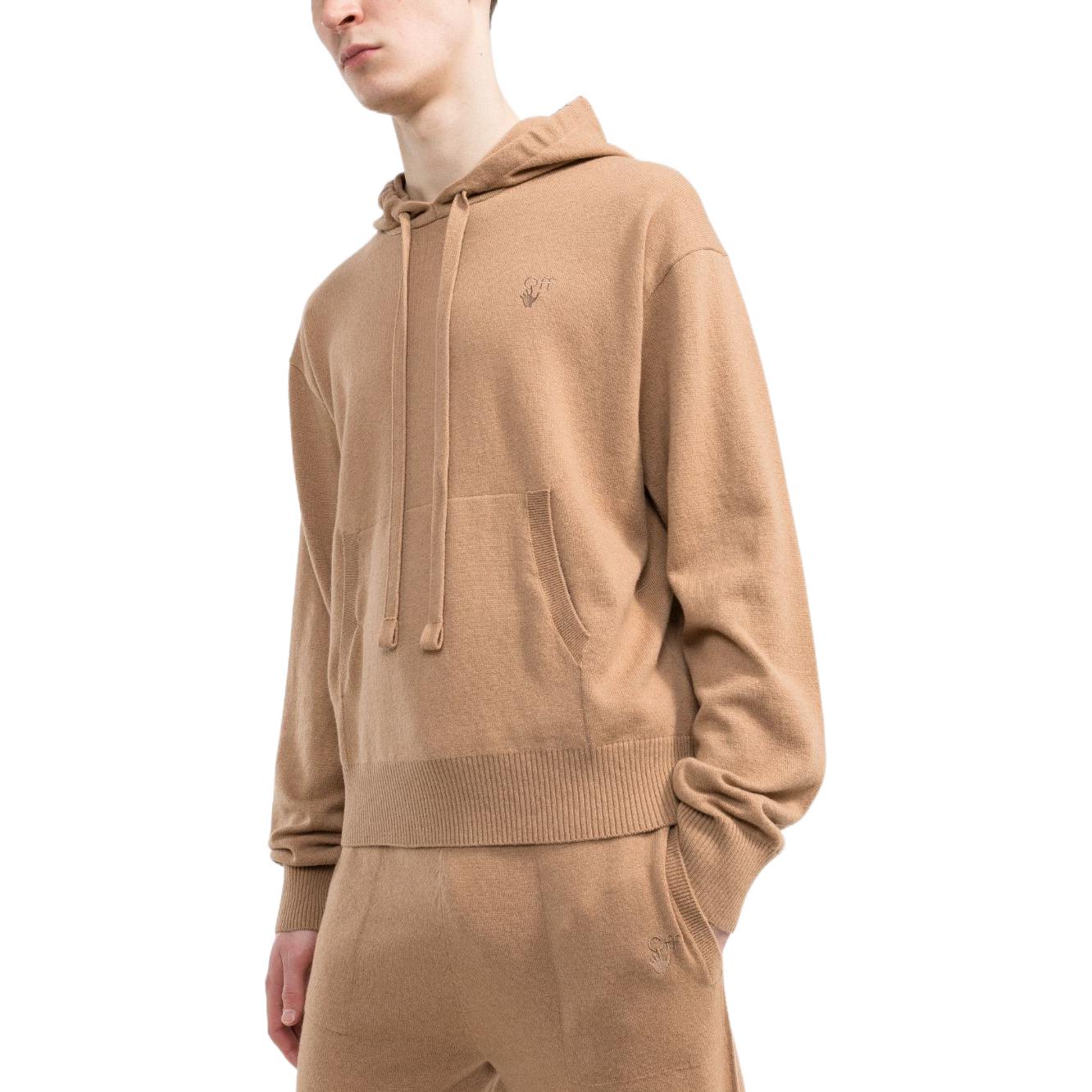 Off-White Logo Embroidered Cashmere Hoodie OMHA143S22KNI0016262
