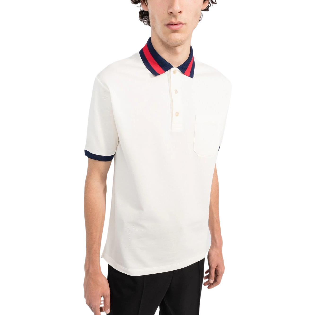 Gucci Cotton Piquet Polo With Web Collar 'Ivory' 701735-XJELJ-9750