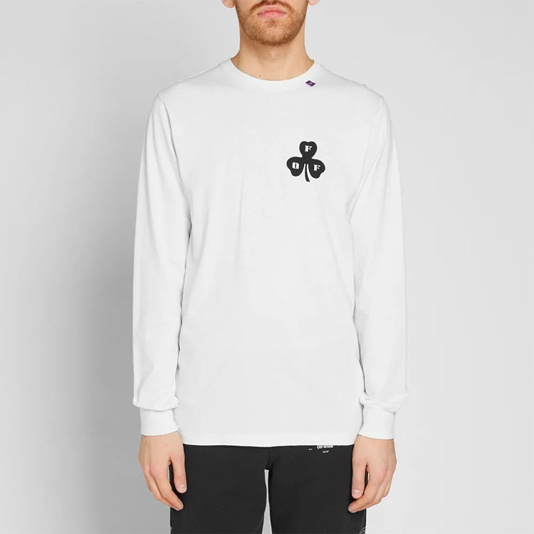 Off-White Pattern Printing Round Neck Long Sleeves Loose Fit White OMAB001E181850260120