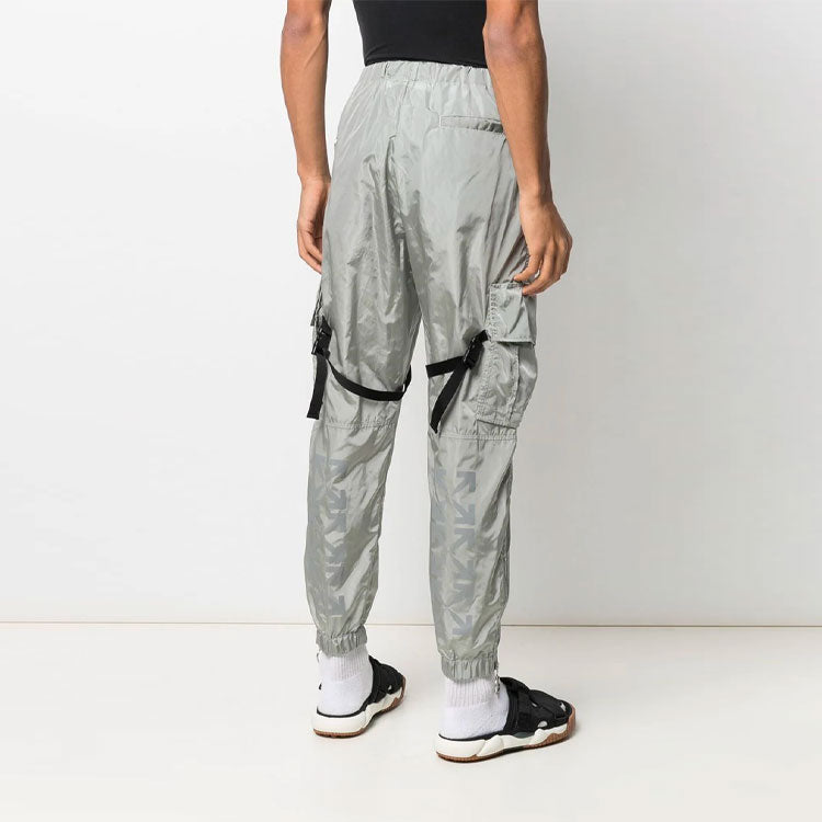 Off-White SS21 Multiple Pockets Casual Cargo Pants Gray OMCF004R21FAB0020606
