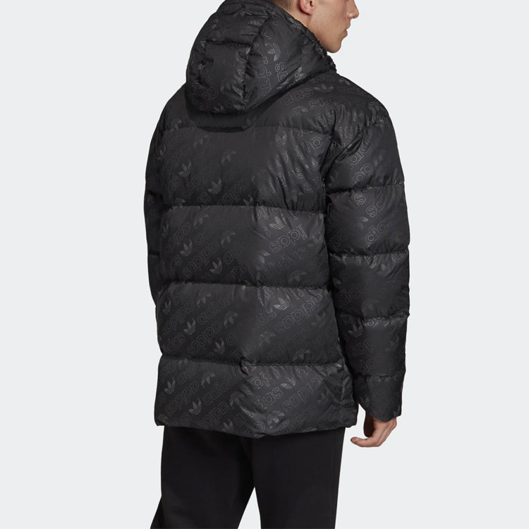 adidas originals H Jacket Down Reflective Printing protection against cold Stay Warm hooded down Jacket Black ED5841