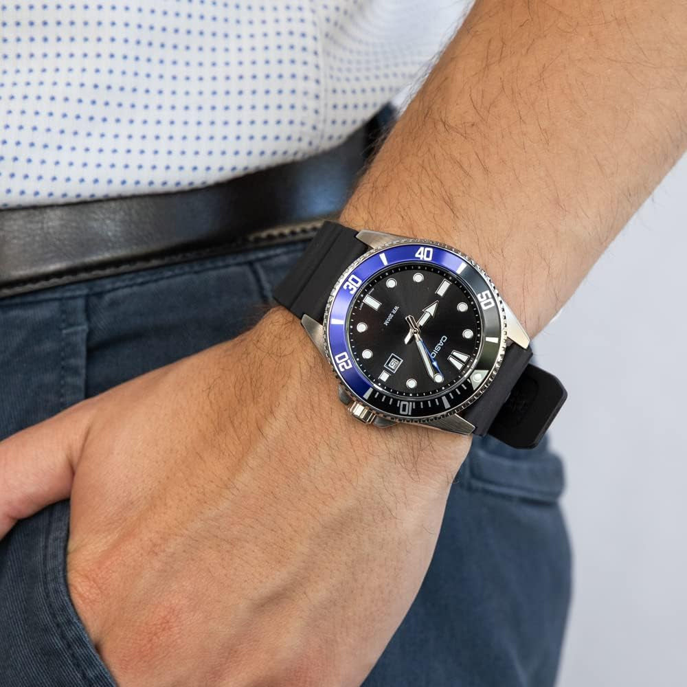 CASIO Stainless Steel Strap Quartz Waterproof Mens Blue Analog MDV-107-1A2