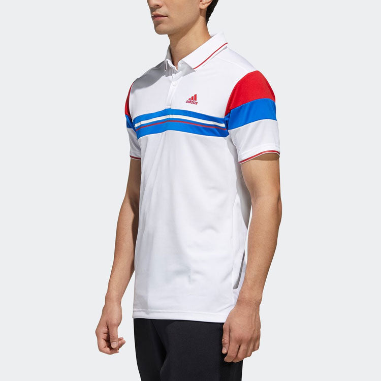adidas Colorblock Tennis Sports Short Sleeve Polo Shirt White FK1406