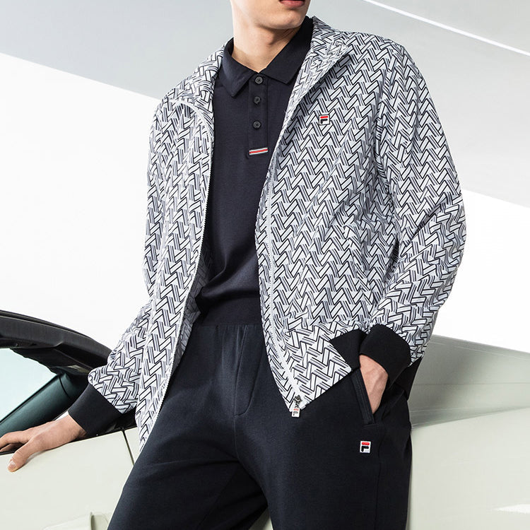 FILA Full Print Geometry Printing Sports Jacket White F11M031704F-WT