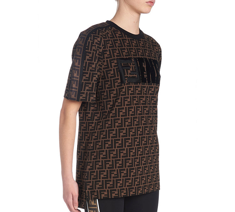 FENDI Classic F Printing Short Sleeve Brown FS7074-A5HL-F15NH