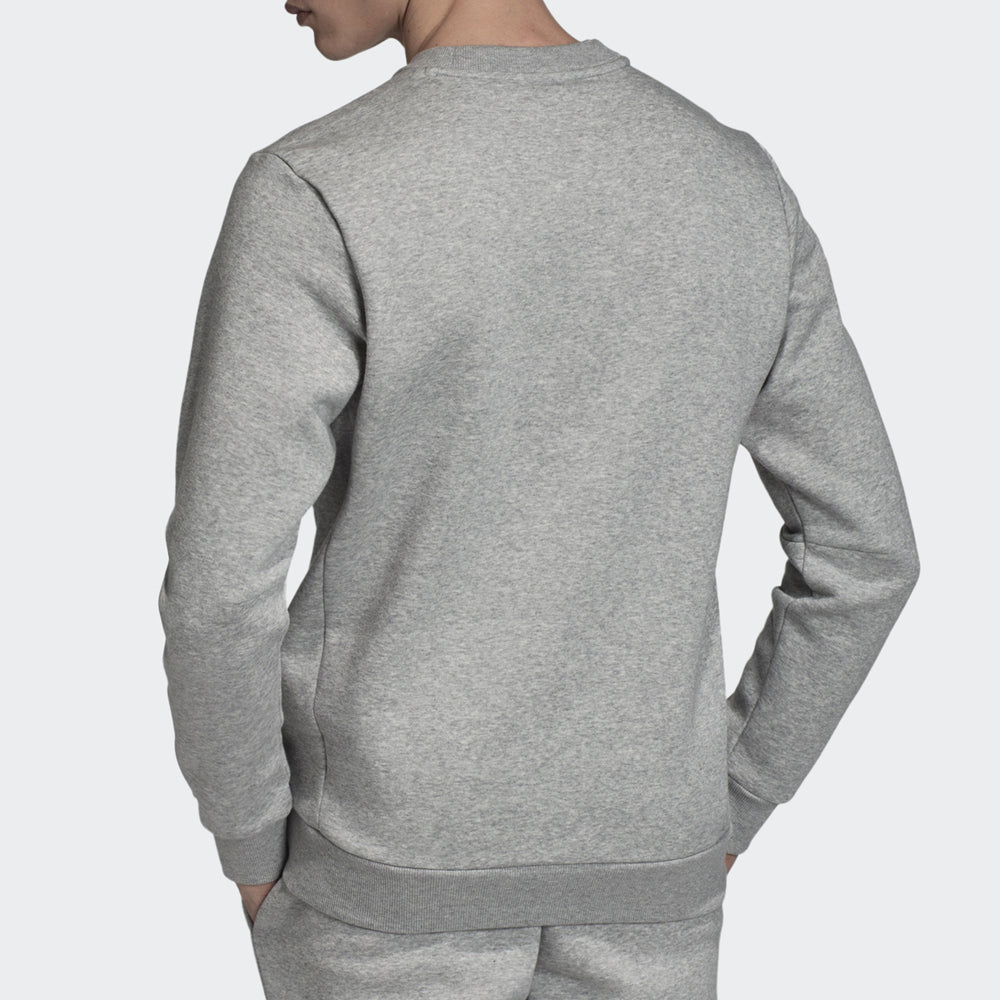 adidas M Mh Bos CrewFL Logo Printing Fleece Lined Casual Sports Pullover Round Neck Gray EB5263