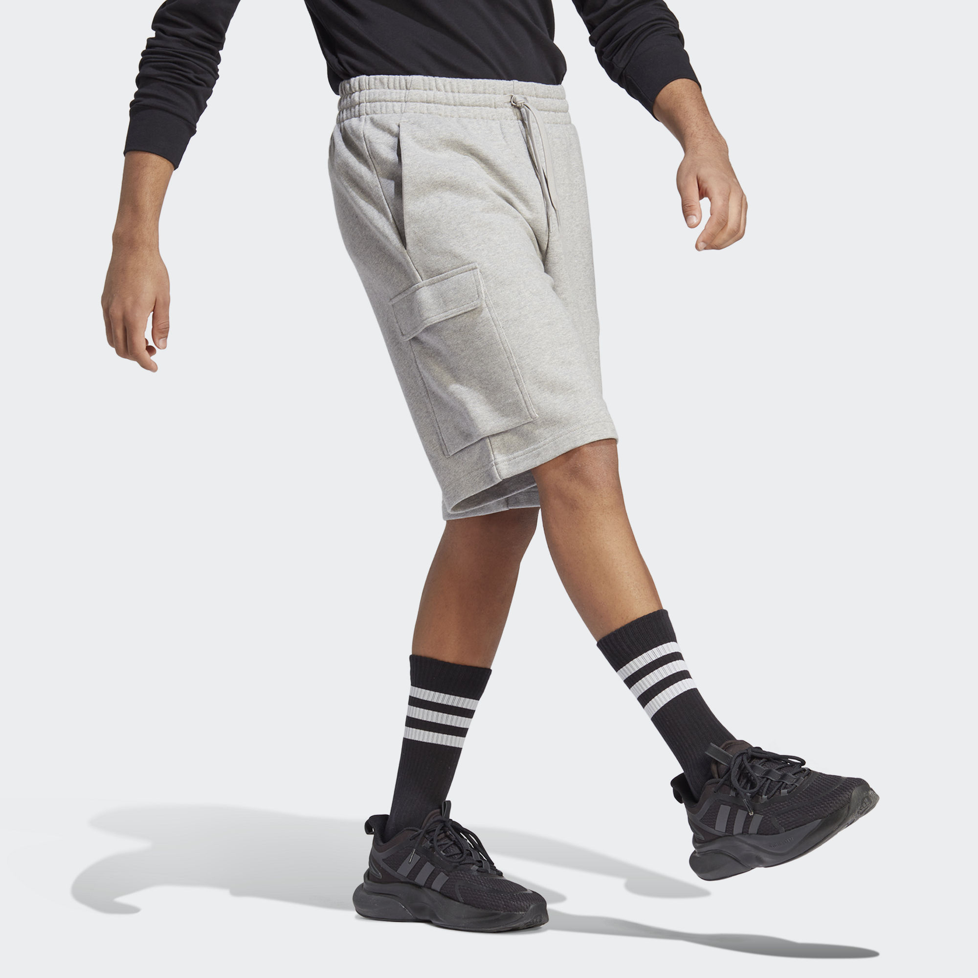 adidas Essentials French Terry Cargo Shorts Asia Sizing 'Grey' HA4340
