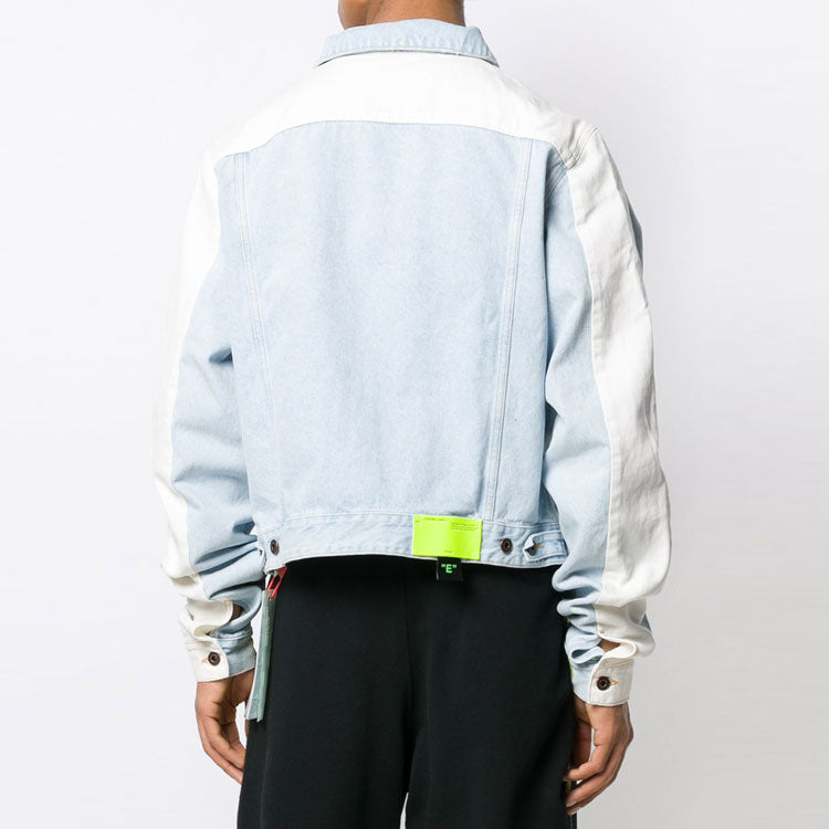 Off-White Splicing Sleeve Denim Jacket Washed White OMYE026S193860017100