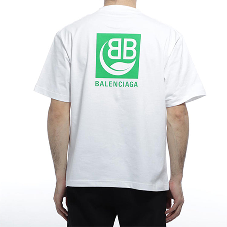 Balenciaga Logo Environmental Friendly Short Sleeve Unisex White 594579THV639000