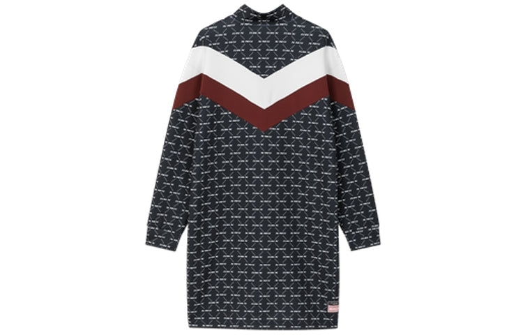(WMNS) Skechers Contrast Panel Sporty Patchwork Dress 'Black White Pink' L121W036