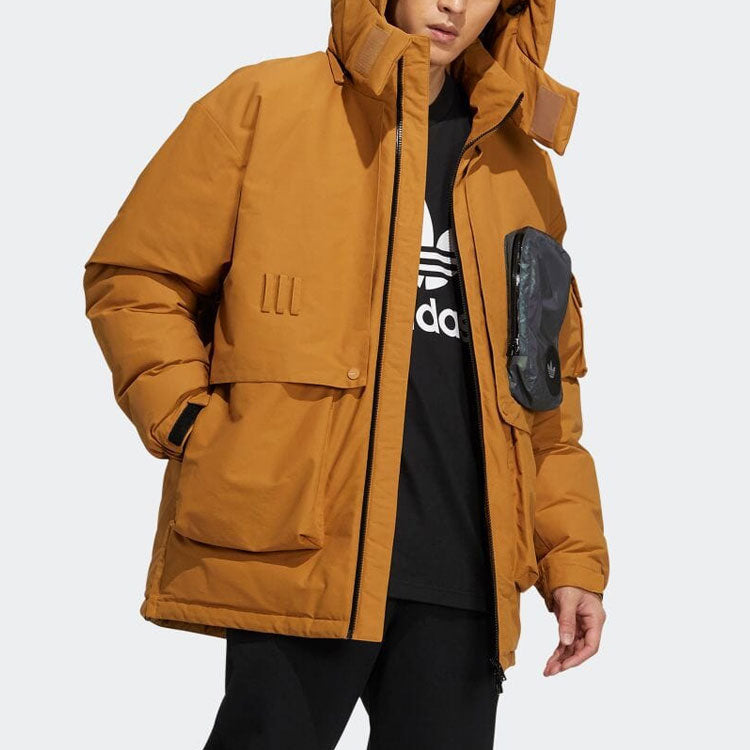 adidas Big Pocket hooded down Jacket Brown H58057