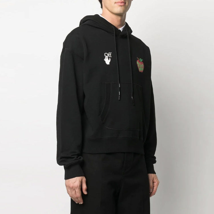Off-White SS21 Pattern hooded Long Sleeves Loose Fit Black OMBB073S21FLE0081025
