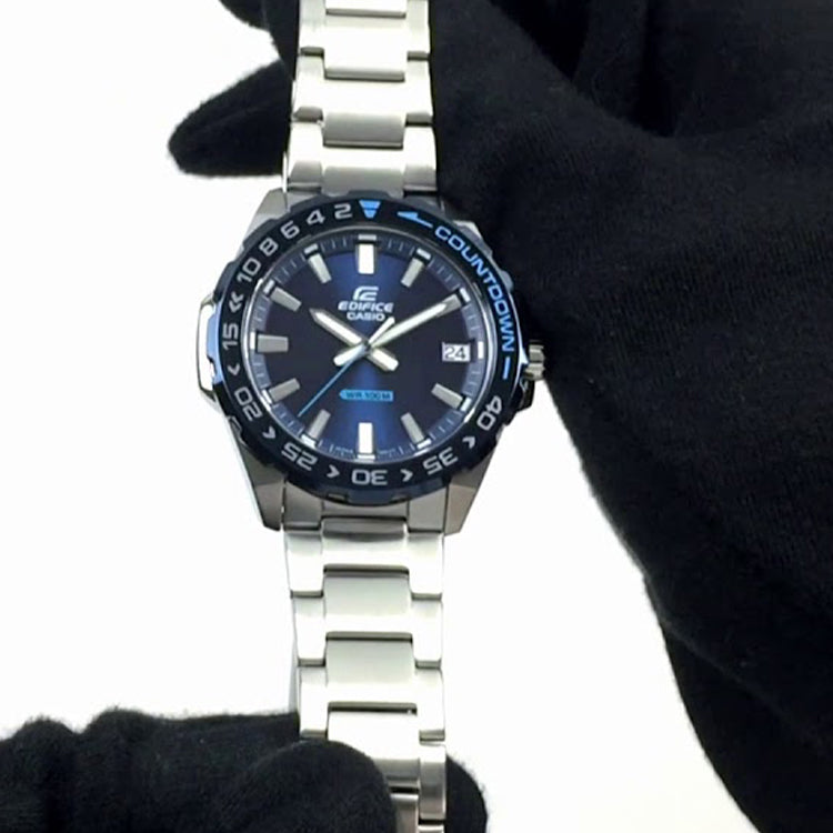CASIO EDIFICE Men'ses Silver/Blue Mens SilverBlue Analog EFV-120DB-2A