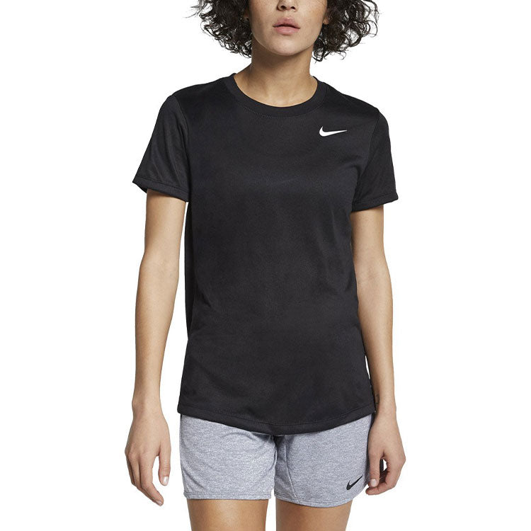 (WMNS) Nike Quick Dry Side Round Neck Pullover Short Sleeve Black AQ3210-010