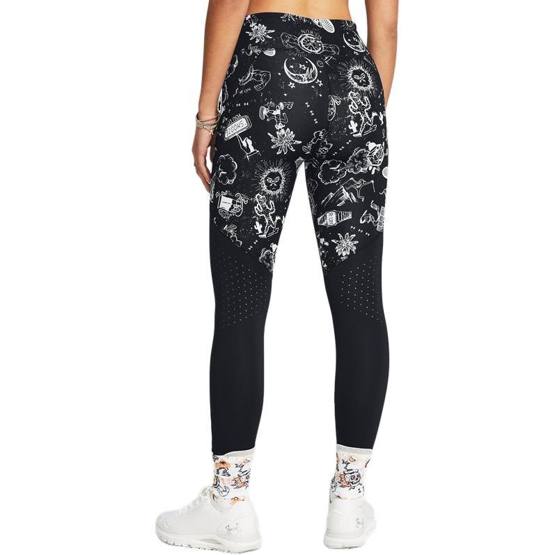 (WMNS) Under Armour Run Ankle Tights Leggings 'Black White' 1382967-001